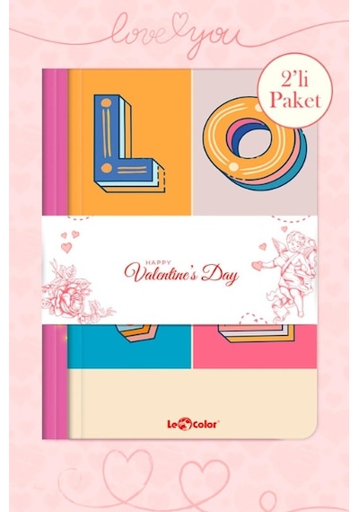 Le Color 2'li Defter Seti 13 x 21 CM Çizgisiz Aşk