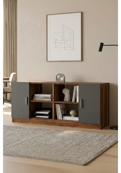 Yurudesign Vario F Ofis Kapaklı Kitaplık Dolap Barok-Antrasit VO6