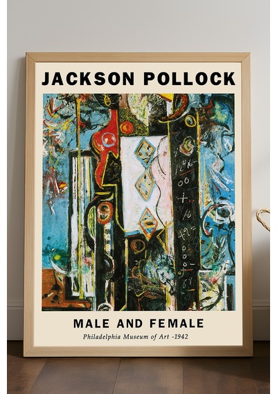 Jackson Pollock Doğal Ahşap Çerçeveli Poster, Dekoratif Sanatsal Duvar Tablosu