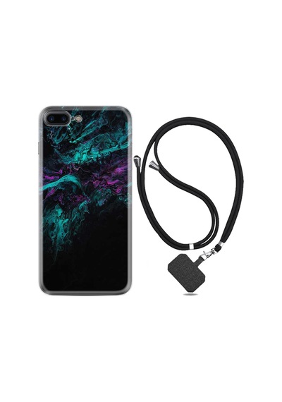 Apple Uyumlu iPhone 6 6S Plus Kılıf Boyun Askılı Abstract Green 1302