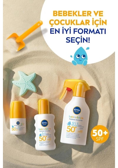 Nıvea Sun Spf 50+ Bebek Ve Çocuk İçin Hassas Koruma Güneş Koruyucu Roll-on 50ml,suya Dayanıklı,hassas Cilt