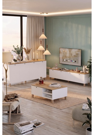 Yurudesign Nord Tv Ünitesi Orta Sehpa Konsol 3'lü Set Ahşap Ayaklı Sepet-beyaz Nd21-sw Yurudesign Nord Tv Ünitesi Orta Sehpa Konsol 3'lü Set Ahşap Ayaklı Sepet-beyaz Nd21-sw