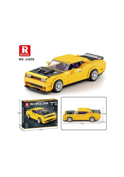 Reobrix Technic 11030 1/12 Dodge Challenger Hellcat Araba Yaratıcı Yapı Blok Seti Building Blocks - 1740 Parça