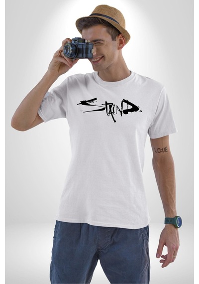 Staind Unisex Unisex Beyaz Organik Baskılı T-shirt Penye Yüksek Kalite Beyaz