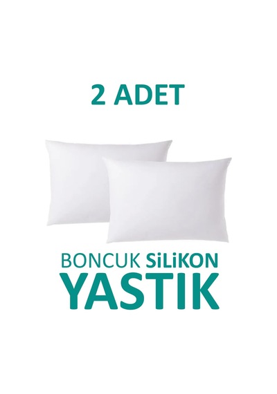 Boncuk Silikon Yastık 2'li 50x70 Cm 900 Gram Silikonlu Elyaf Dolgulu Beyaz Yastık