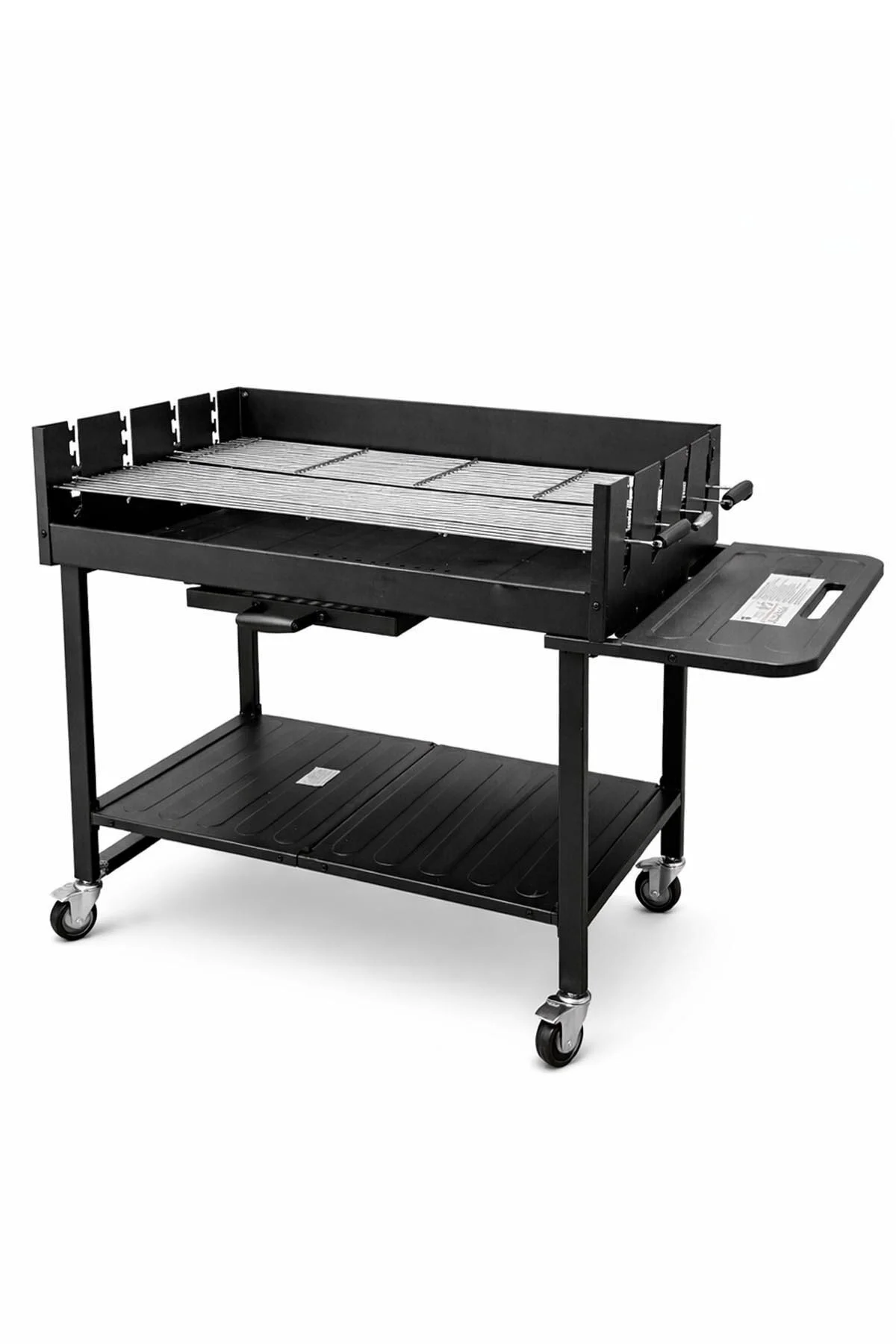 Pro Lüks Dev Kömürlü Mangal Barbekü Arabası Hediye Koruyucu Örtü 137 X 68 X 94 Cm Siyah