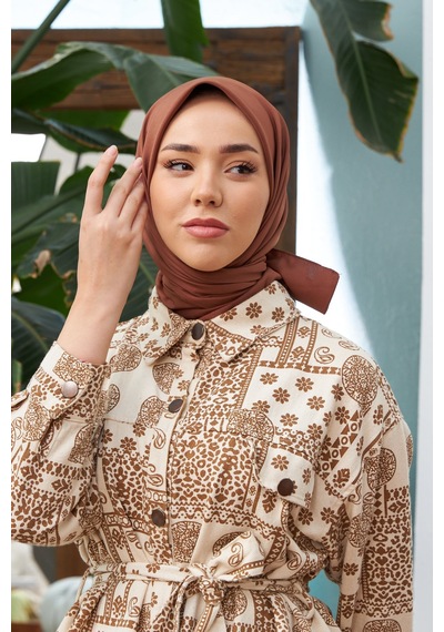 Silk Home Düz Renk Twill Eşarp Kahve