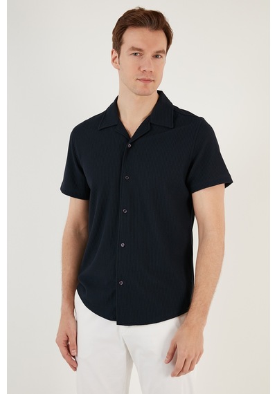 Buratti Pamuk Karışımlı Apaş Yaka Kısa Kollu Regular Fit Erkek Gömlek Cf24S115882 Lacivert Buratti Pamuk Karışımlı Apaş Yaka Kısa Kollu Regular Fit Erkek Gömlek Cf24S115882 Lacivert