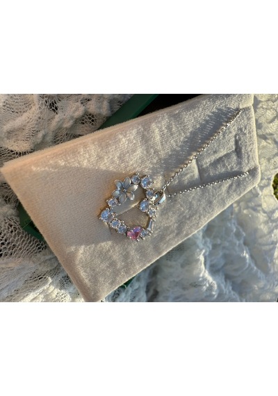 Işıltılı Elegant Heart Necklace Gümüş