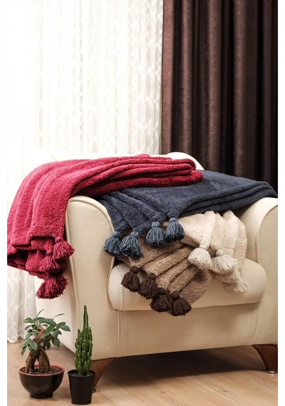 Puffy Wellsoft Battaniye 160x200 Bordo Acı Kahve