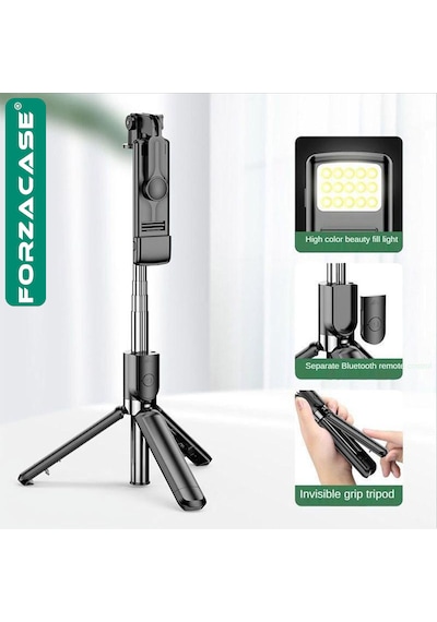 Forzacase Işıklı Kablosuz Selfie Çubuğu 90cm Kamera Tripod Fc1006