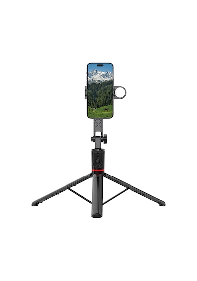 Wiwu Wi-se015 Canlı Yayın Dolgu Işıklı Teleskopik Tripod Ve Selfie Çubuğu Siyah