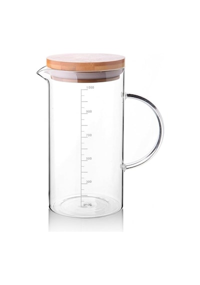 1000ml Bambu Kapaklı Cam Ölçü Kabı Dayanıklı Ve Şeffaf Sıvı &amp Kuru Malzeme Ölçme Kabı Mutfak İç Diğer