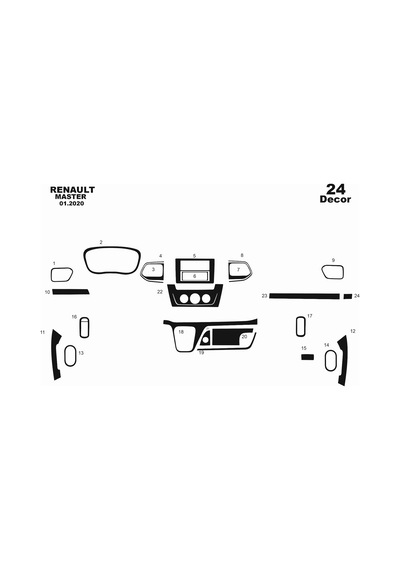 Renault Master Torpido Kaplama 2020 24 Parça Piano Black