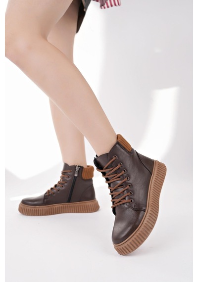 Nesilshoes Nesil Shoes Ermod 401 Kahve Taba Kadın Postal Bot Kahve-taba