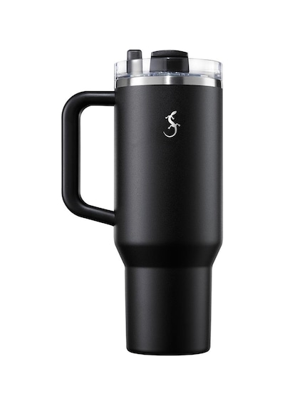 Lurch Big Cup 1.2 L, Paslanmaz Çelik Termos - Uzatılabilir Pipetli, Çift Cidarlı, Sızdırmaz Mat Siyah