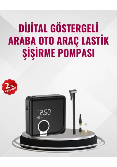 Mey İthalat Kompakt Tasarımlı Led Işıklı Taşınabilir Hava Kompresörü