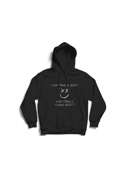 Unisex Siyah Louis Tomlinson Baskılı Kapüşonlu Sweatshirt Siyah