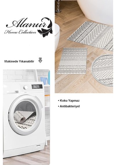 Dekoreko Kaymaz Taban Djt 3 Lü Banyo Paspas Takımı Trend Karışık Iskandinav F5086 Bej