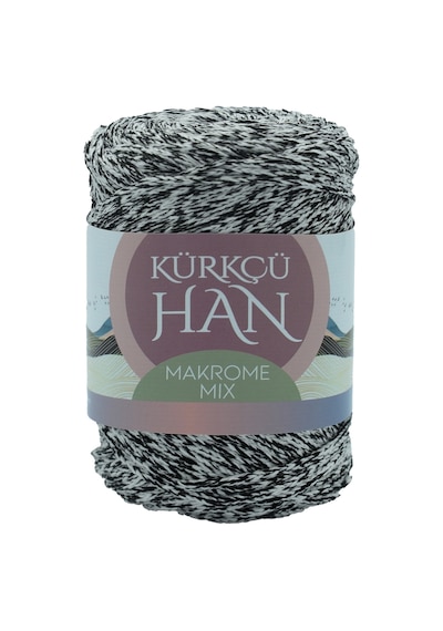 Kürkçü Han Makrome Mix 200gr 120m El Örgü İpi Siyah-beyaz