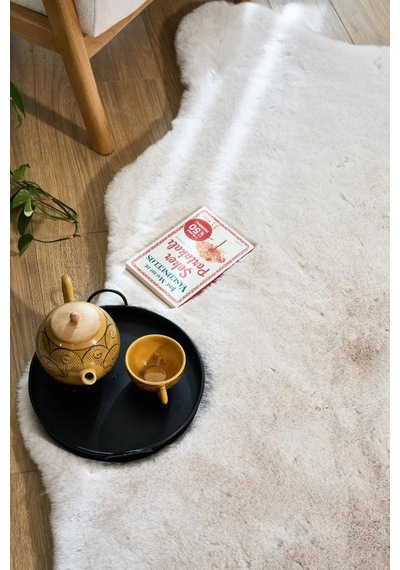 Apex Palma Krem Peluş Post Şekilli Halı Krem