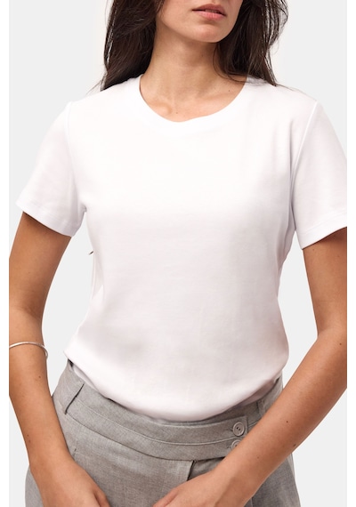 it's basic Kadın Beyaz S6-2 Bisiklet Yaka Organik Koton T-shirt