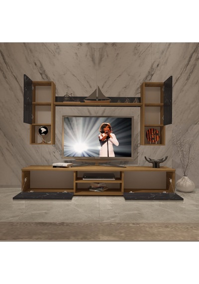 Decoraktiv Eko 5da Mdf Dvd Tv Ünitesi Tv Sehpası Pera - Siyah Mermer