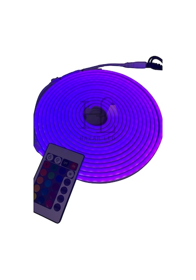 220 Volt Rgb Esnek Neon Şerit Led Set Kumandalı Ip65 Dış Mekan 5 Metre
