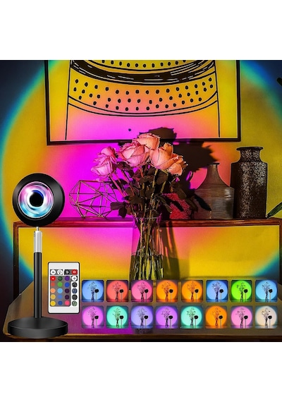 Kyrotech Rgb Sunset Gün Batımı Projektör, 16 Renk Modlu, Led Ambiyans Işığı, Hd Kristal Lens, 360 Döner Başl