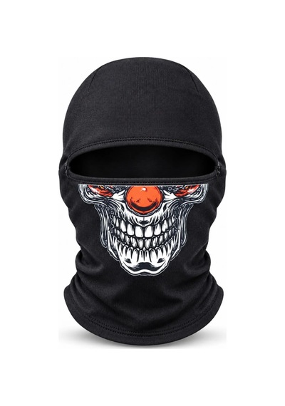 Teorastore Unisex Şık Palyaço Desenli Balaklava Kışlık Tam Yüz Maske Termal Nefes Alan Esnek Kask Altı Boyunluk Siyah
