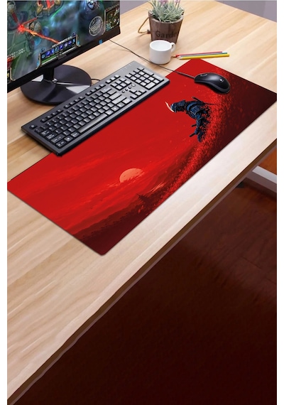 Sonictouch Klavye Mousepad 32x70cm Dikişsiz Pürüzsüz Sıvı Geçirmez Kaymaz Taban Kızıl Ronin