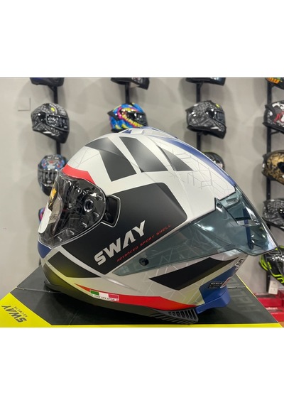 Sway SW 865 Evoque Full Face Kask Beyaz - Kırmızı - Lacivert