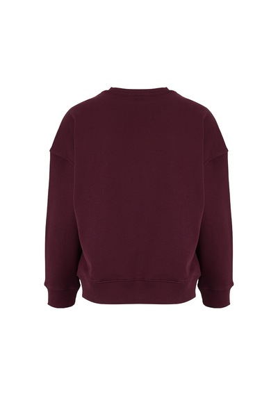 Fabrika Bordo Kadın Bisiklet Yaka Oversize Taşlı Sweatshirt F5wl-swt0036