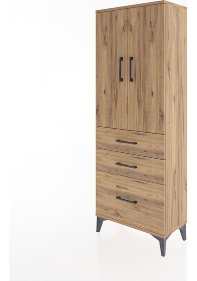Arges Dolap 3 Raflı 3 Çekmeceli 2 Kapaklı 60x30x163 Çam-çam Çam