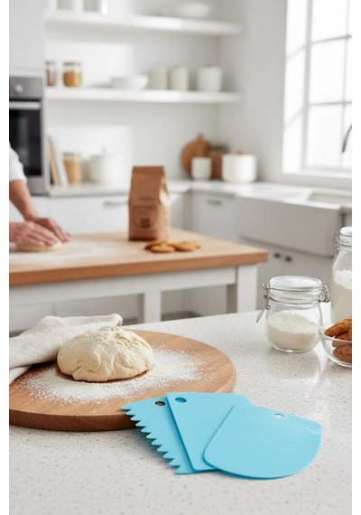 3 Lü Hamur Şekillendirici Seti Hamur Kesici Kazıyıcı Spatula Pasta Pizza Hamur Aparatı Diğer