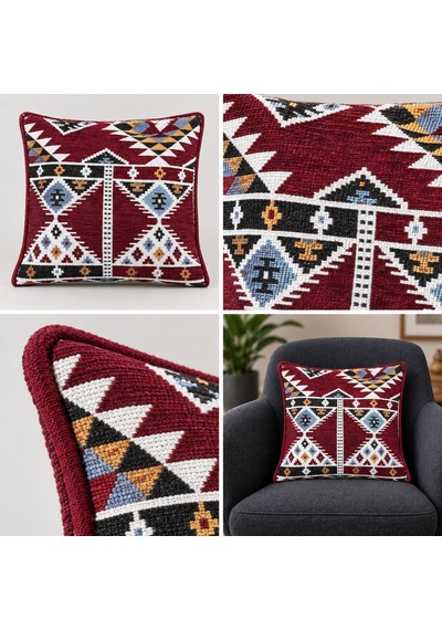 Bk Gift El Yapımı Otantik Türk Kilim Kırlent Yastık 43x45 Cm -5 Bohem Etnik Dekoratif Koltuk Yastığı Çok Renkli