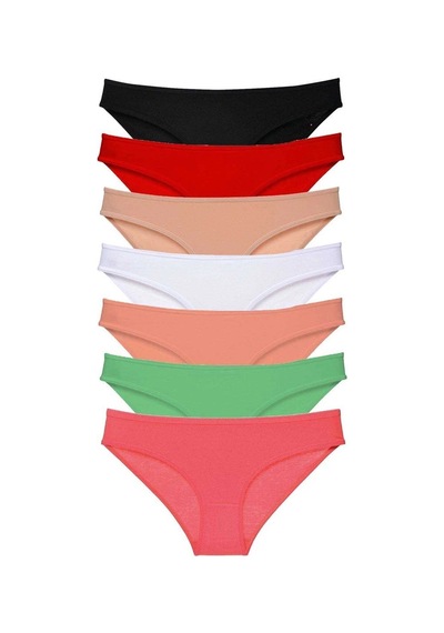 Hubrendy Tedarik 7 Adet Süper Eko Set Likralı Kadın Slip Külot Set 5 Çok Renkli