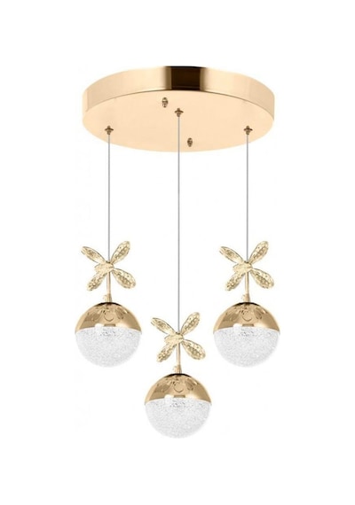 3'lü Şeker Toplu Rose Gold 3 Renk Ledli Sarkıt Avize Altın