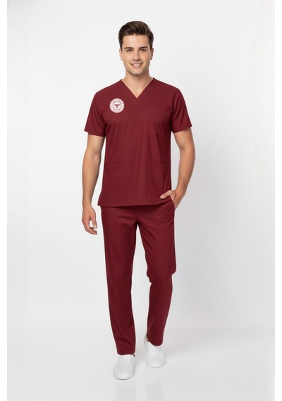Unisex Bordo Lisans/lisans Üstü Sağlık Meslek Mensupları Scrubs Forma Takım Sağlık Bak.yeni Yön.uygun Bordo