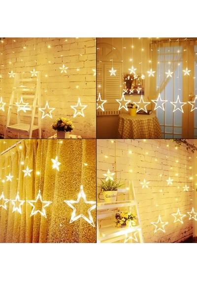 Yıldız Perde Led Günışığı Renk 12 Sarkıt 108 Ledli 3 Metre Günışığı