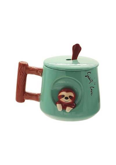 The Mia Tembel Hayvan Kapaklı Ve Kaşıklı Kupa 370 Ml