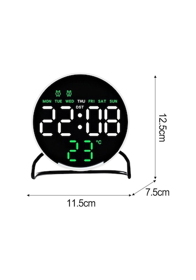 Valkyrie Led Dijital Masa Saati Alarm Sıcaklık Takvim Göstergeli Usb Gece Işıklı Masa Saati Çift Alarm Beyaz