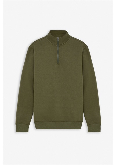 Süvari Haki Regular Düz Yarım Balıkçı Yaka Sweatshirt Ssw2013700001-yh1 Haki