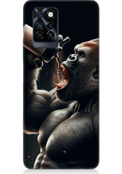 İnfinix Note 10 Pro Uyumlu İçecek Goril Desenli Silikon Kılıf