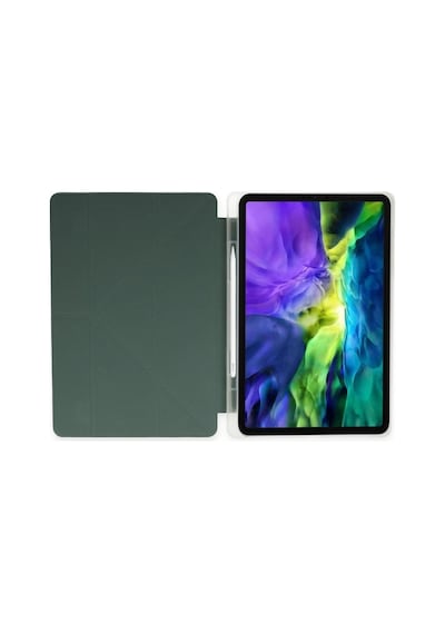 Apple iPad Uyumlu  Air 4 10.9 Kılıf Kalemlikli Mars Tablet Kılıfı - Koyu Yeşil