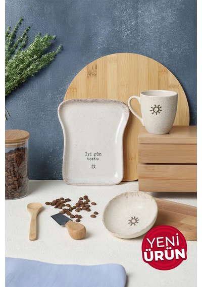 Keramika Tost Kahvaltı Takımı 3 Parça 22504-09 Krem