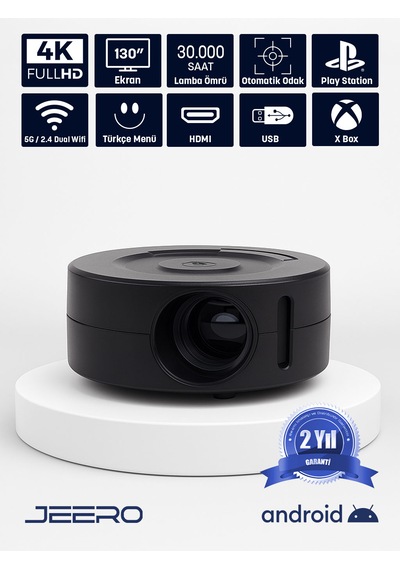 Jeero Mini Ev Sinema Projeksiyon Cihazı Türkçe Menü Yt200