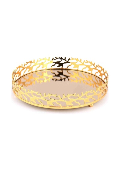 Gold Metal Yuvarlak Tepsi Büyük