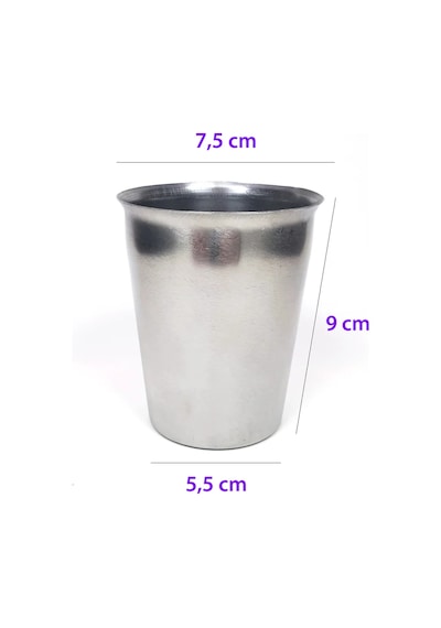 Tedar 3 Adet Paslanmaz Çelik Krom Bardak 9 X 7,5 X 5,5cm Najmaddin 6411267
