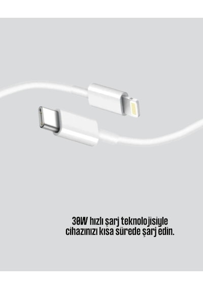 30w Type c Lightning Hızlı Şarj Kablosu 1 2m Apple Uyumlu iPhone